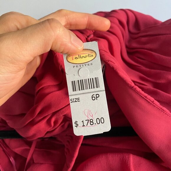 Talbots Silk Ruffle Dress Size 6P Red Sleeveless Lined - Picture 7 of 11